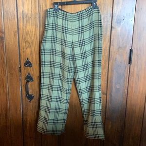 Wide leg plaid wool winter pant